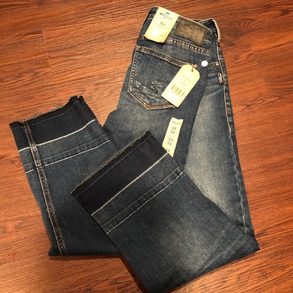 Silver Jeans Co. Izzy Wide Leg Crop Blue Jean - Picture 4 of 4